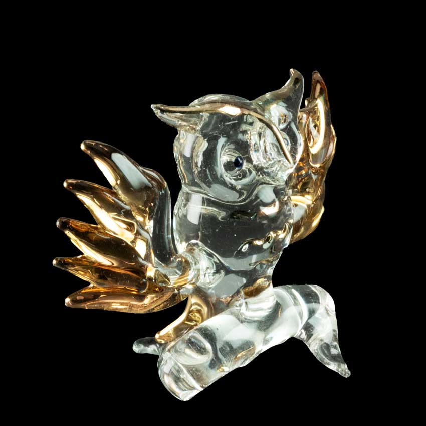 Figurine Chouette En Verre Soufflé – Sculpture Artisanale Élégante