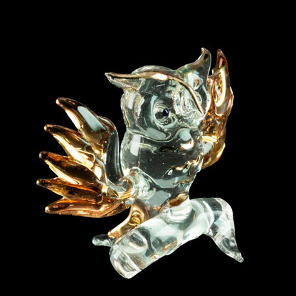 Figurine Chouette En Verre Soufflé – Sculpture Artisanale Élégante