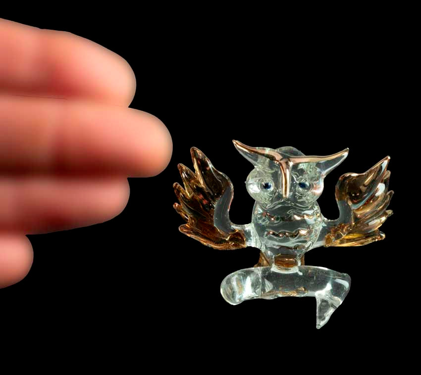 Figurine Chouette En Verre Soufflé – Sculpture Artisanale Élégante