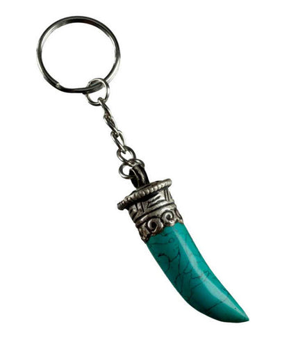 Porte-Clé Griffe de Tigre en Métal et Résine Turquoise – Népal