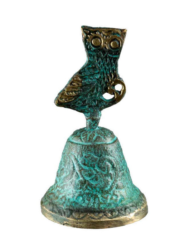 Cloche Chouette en Bronze – Décoration Artisanale de Grèce