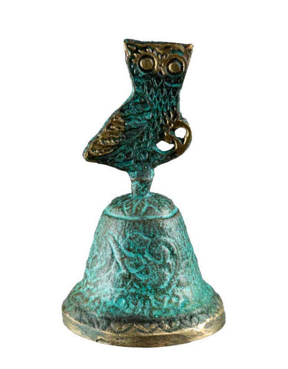 Cloche Chouette en Bronze – Décoration Artisanale de Grèce