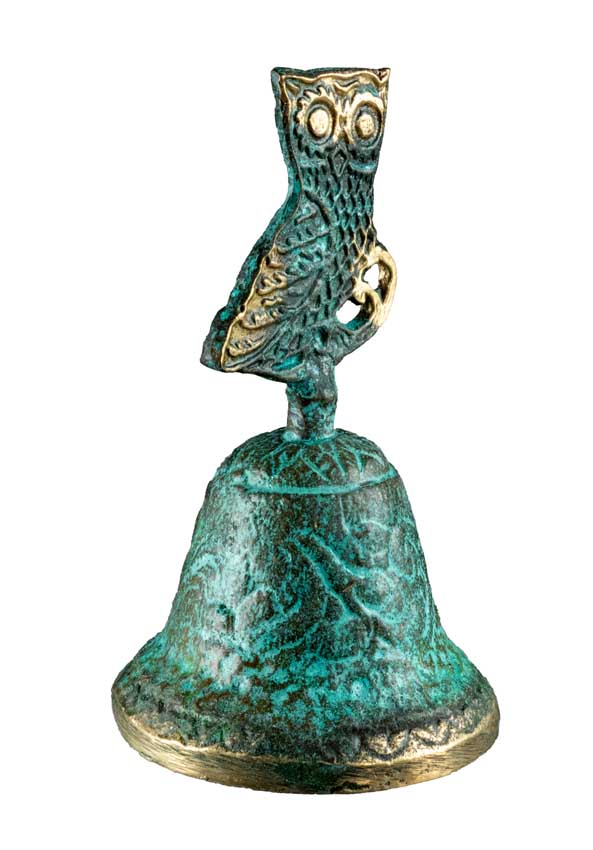 Cloche Chouette en Bronze – Décoration Artisanale de Grèce