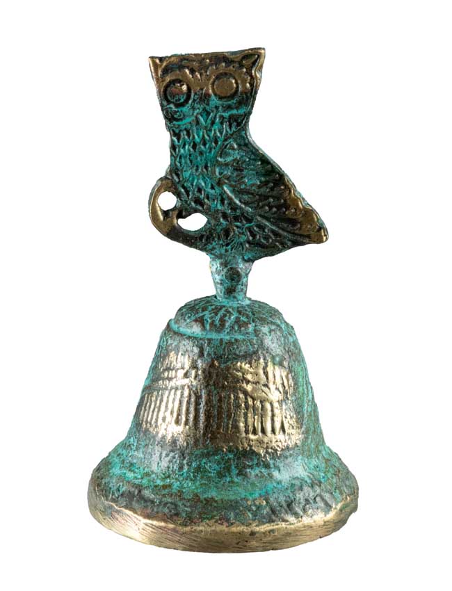 Cloche Chouette en Bronze – Décoration Artisanale de Grèce