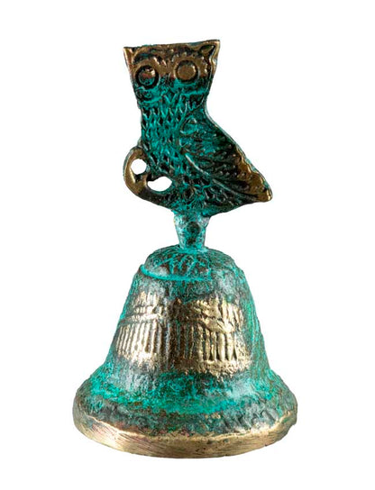 Cloche Chouette en Bronze – Décoration Artisanale de Grèce