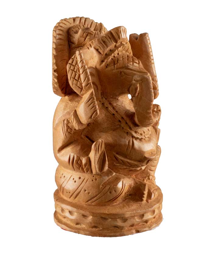 Figurine Ganesh En Bois – Artisanat Indien Fait Main