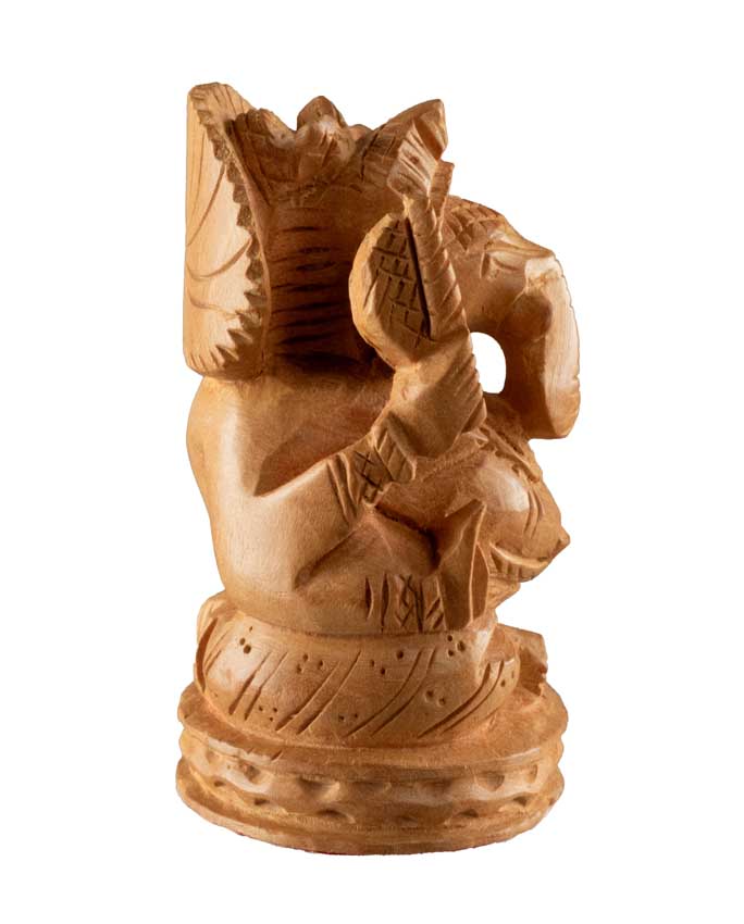 Figurine Ganesh En Bois – Artisanat Indien Fait Main