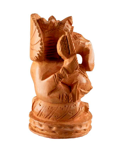 Figurine Ganesh En Bois – Artisanat Indien Fait Main