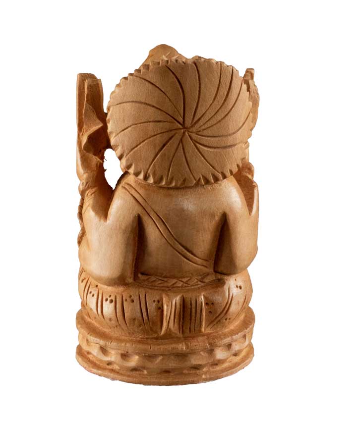 Figurine Ganesh En Bois – Artisanat Indien Fait Main