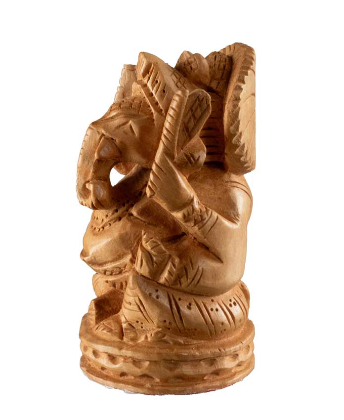 Figurine Ganesh En Bois – Artisanat Indien Fait Main