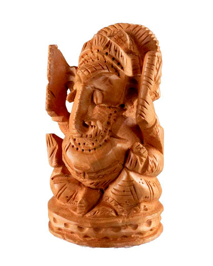 Figurine Ganesh En Bois – Artisanat Indien Fait Main