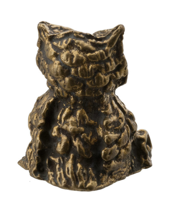 Figurine Chouette En Laiton – Mini Sculpture Artisanale Porte-Bonheur