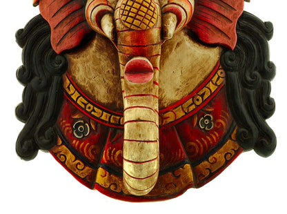 Masque Ganesh En Bois De Peuplier – Décoration Murale Du Népal