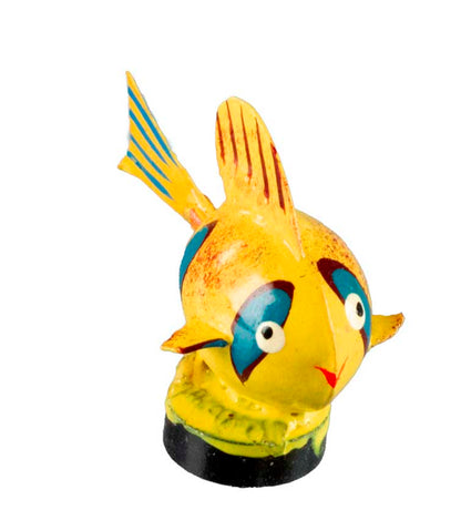 Magnet Poisson Exotique Jaune Et Bleu En Coque De Pistache – Artisanat Miniature