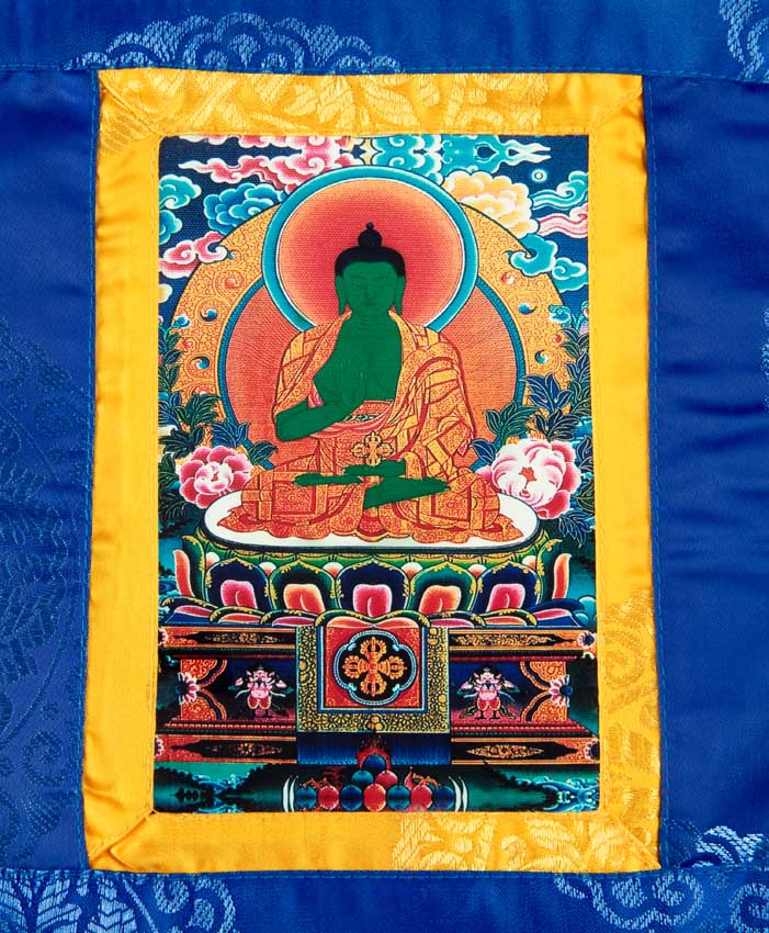 Thangka Miniature Bouddha Amoghasiddhi – Art Spirituel Du Népal