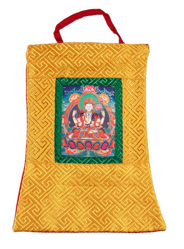 Thangka Miniature Chenrezig – Art Spirituel Du Népal
