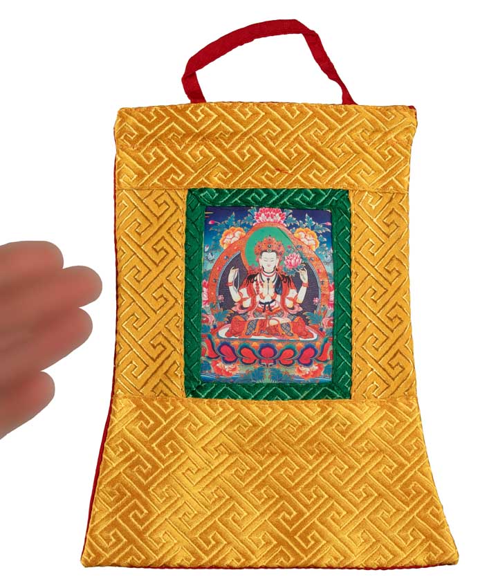 Thangka Miniature Chenrezig – Art Spirituel Du Népal