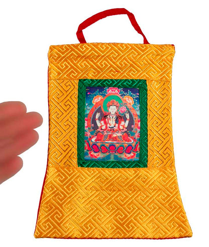 Thangka Miniature Chenrezig – Art Spirituel Du Népal
