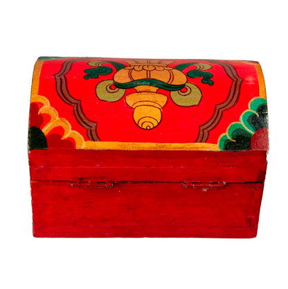 Boîte à bijoux tibétaine en bois peint – artisanat traditionnel du Népal