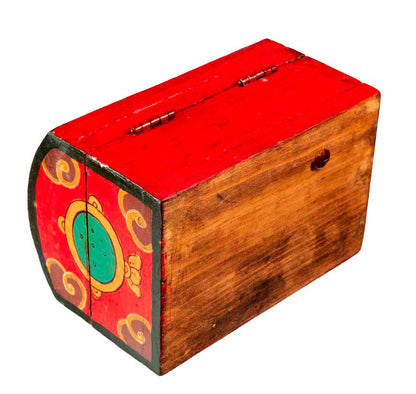 Boîte à bijoux tibétaine en bois peint – artisanat traditionnel du Népal