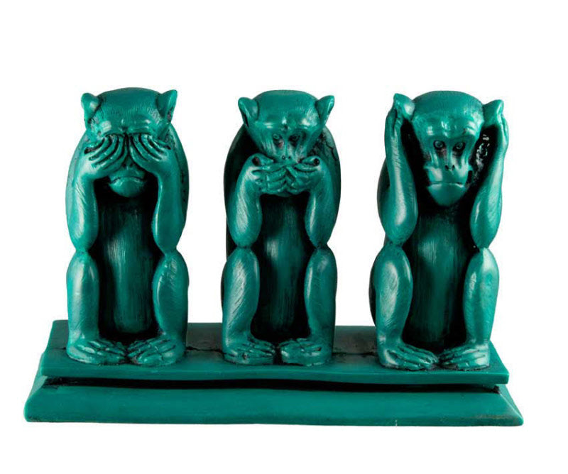 Statue 3 Singes de la Sagesse Turquoise en Résine – Népal