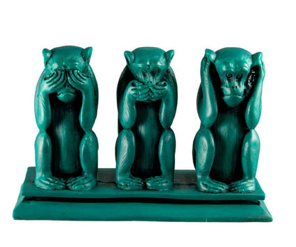 Statue 3 Singes de la Sagesse Turquoise en Résine – Népal