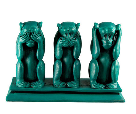 Statue 3 Singes de la Sagesse Turquoise en Résine – Népal