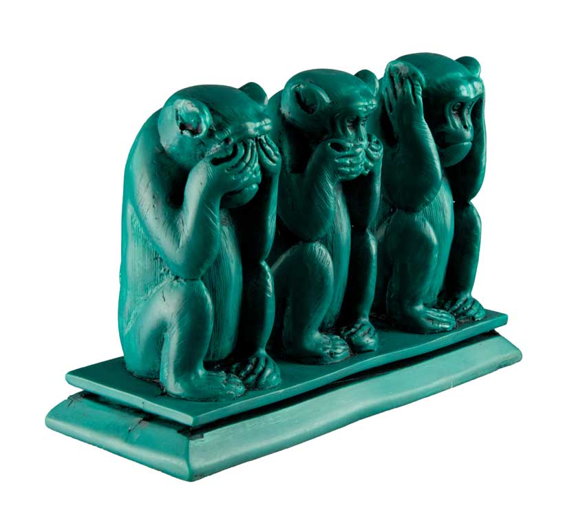 Statue 3 Singes de la Sagesse Turquoise en Résine – Népal