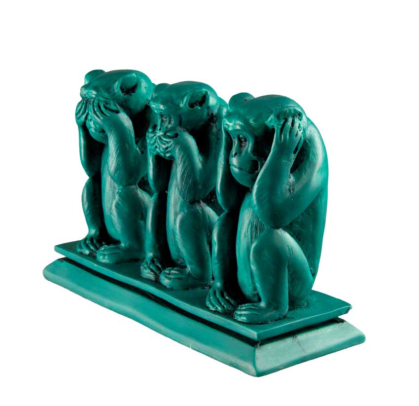 Statue 3 Singes de la Sagesse Turquoise en Résine – Népal