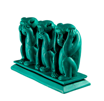 Statue 3 Singes de la Sagesse Turquoise en Résine – Népal