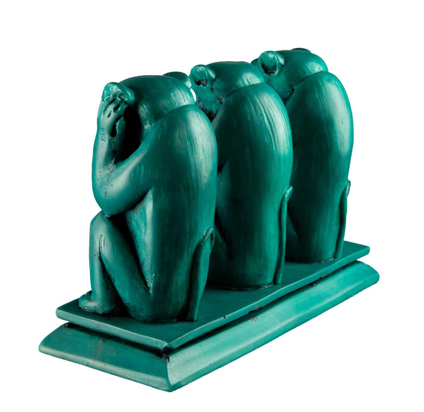 Statue 3 Singes de la Sagesse Turquoise en Résine – Népal