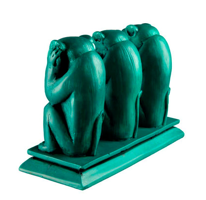 Statue 3 Singes de la Sagesse Turquoise en Résine – Népal