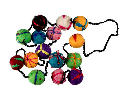 Collier En Feutrine De Laine Du Népal – Sautoir Artisanal En Perles De Laine 2,3 Cm