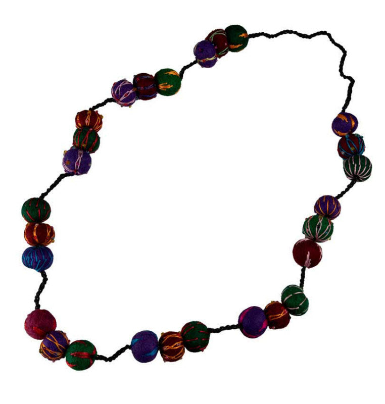Collier En Feutrine De Laine Du Népal – Sautoir Artisanal En Perles De Laine 2,2 Cm