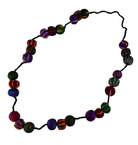 Collier En Feutrine De Laine Du Népal – Sautoir Artisanal En Perles De Laine 2,2 Cm