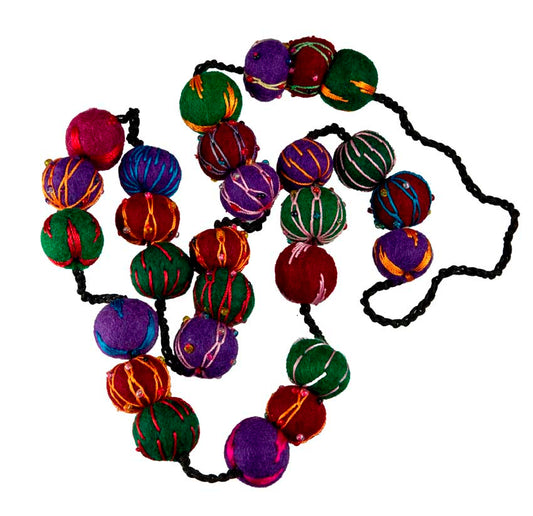 Collier En Feutrine De Laine Du Népal – Sautoir Artisanal En Perles De Laine 2,2 Cm