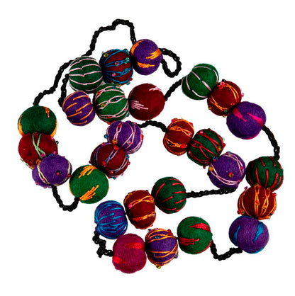 Collier En Feutrine De Laine Du Népal – Sautoir Artisanal En Perles De Laine 2,2 Cm