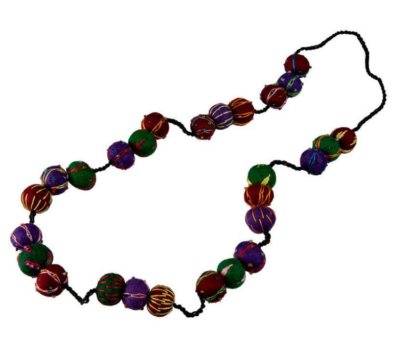 Collier En Feutrine De Laine Du Népal – Sautoir Artisanal En Perles De Laine 2,3 Cm