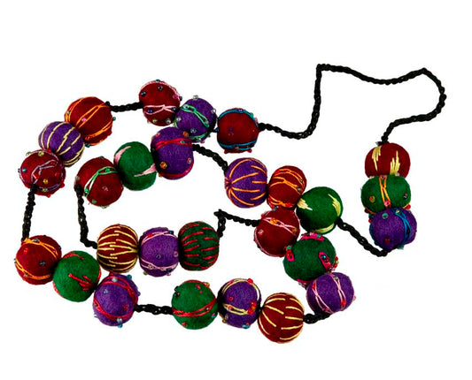 Collier En Feutrine De Laine Du Népal – Sautoir Artisanal En Perles De Laine 2,3 Cm