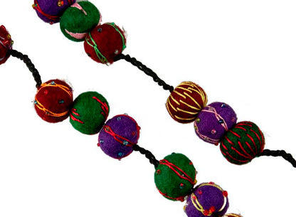 Collier En Feutrine De Laine Du Népal – Sautoir Artisanal En Perles De Laine 2,3 Cm