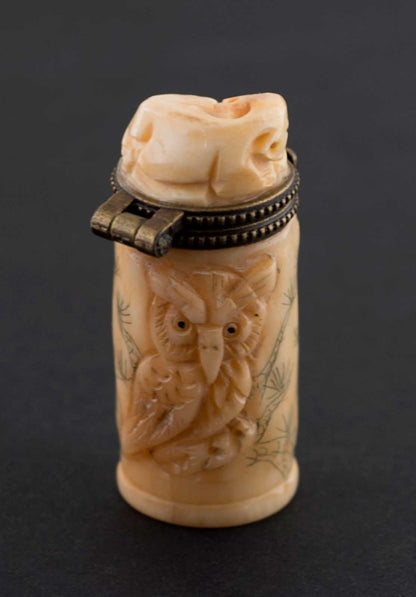 Petite Boîte Décorative Chouette En Os De Bovin – Artisanat Chinois
