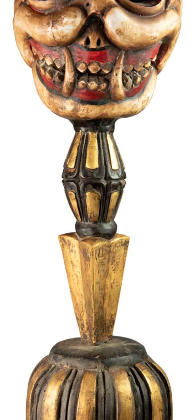 Citipati Phurba Tibétain – Crâne Rituel Bön de l'Himalaya en Bois 65 cm