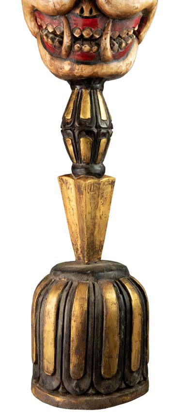 Citipati Phurba Tibétain – Crâne Rituel Bön de l'Himalaya en Bois 65 cm