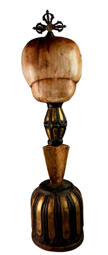 Citipati Phurba Tibétain – Crâne Rituel Bön de l'Himalaya en Bois 65 cm