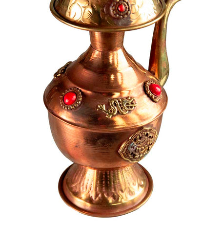 Paire de Bhumpa – vases à eau lustrale Kalasha en cuivre et laiton – objet rituel bouddhiste tibétain