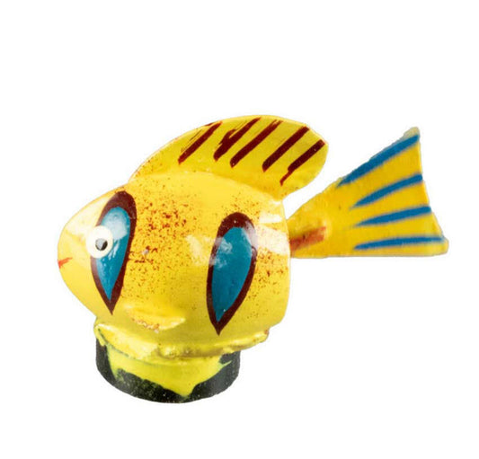 Magnet Poisson Exotique Jaune Et Bleu En Coque De Pistache – Artisanat Miniature