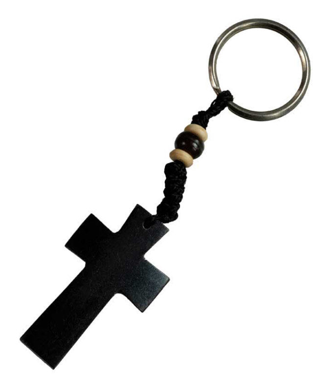 Porte-Clés Croix du Christ Artisanal en Os de Bovin – Artisanat du Népal
