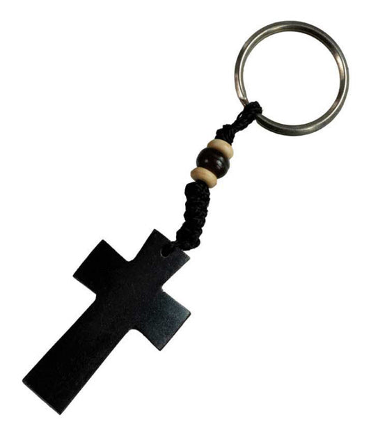 Porte-Clés Croix du Christ Artisanal en Os de Bovin – Artisanat du Népal