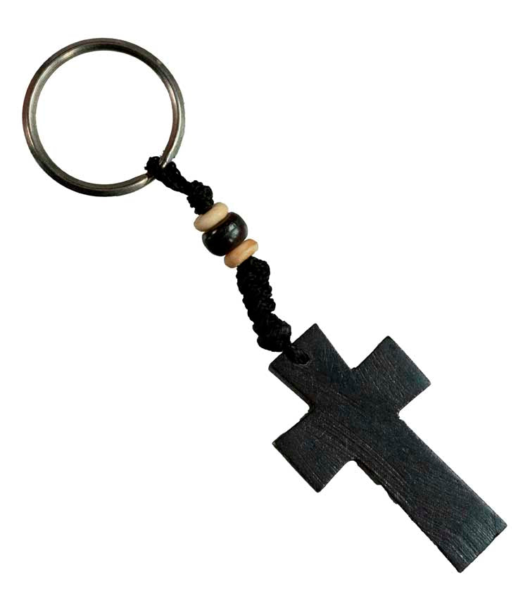 Porte-Clés Croix du Christ Artisanal en Os de Bovin – Artisanat du Népal