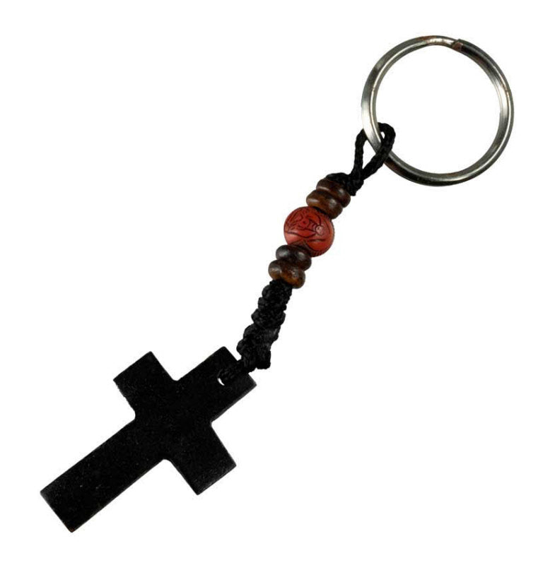 Porte-Clés Croix du Christ Artisanal en Os de Bovin – Artisanat du Népal